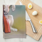  hond met een Pistool Theedoek (Quarter Fold)