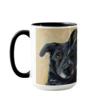 Hond met Gebogen Oor | Twee-Tons Mok, 450 ml