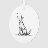 Hond met Hart – Minimalistische Liefde Dierenschet Ornament (voorkant)