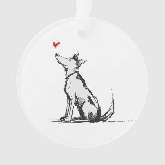 Hond met Hart – Minimalistische Liefde Dierenschet Ornament (voorkant)