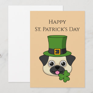 Hond met hoed en klaver St. Patrick's Personalis Feestdagenkaart