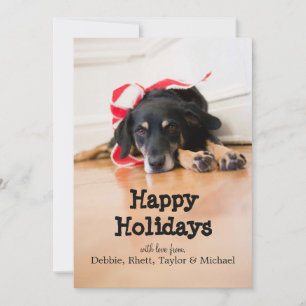 Hond met kerstlinten feestdagenkaart