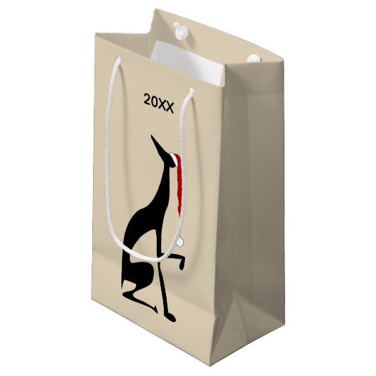 Hond met Kerstman Pet Kerst Klein Cadeauzakje (Voorkant Gekanteld)