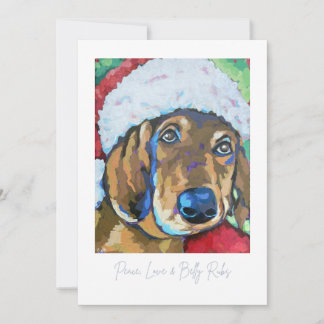Hond met kerstmuts kerstkaart notitiekaartje