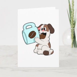 Hond met kopje koffie kaart