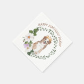 Hond met kweekbloemen servet (Hoek)