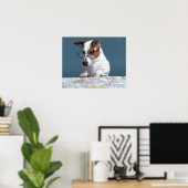 Hond met leesbril die kaart bestudeert poster (Thuiskantoor)