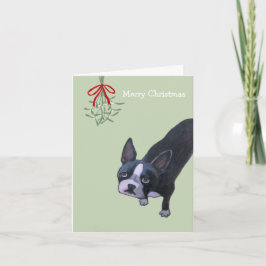 Hond met Maretak Feestdagen Kaart