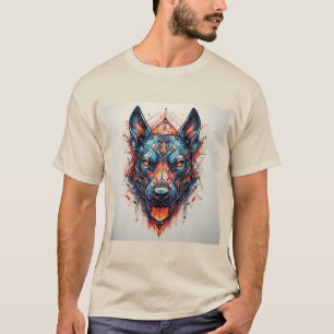 Hond met modern abstract ontwerp t-shirt