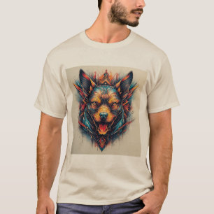 Hond met modern abstract ontwerp t-shirt
