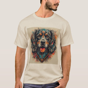 Hond met modern abstract ontwerp t-shirt