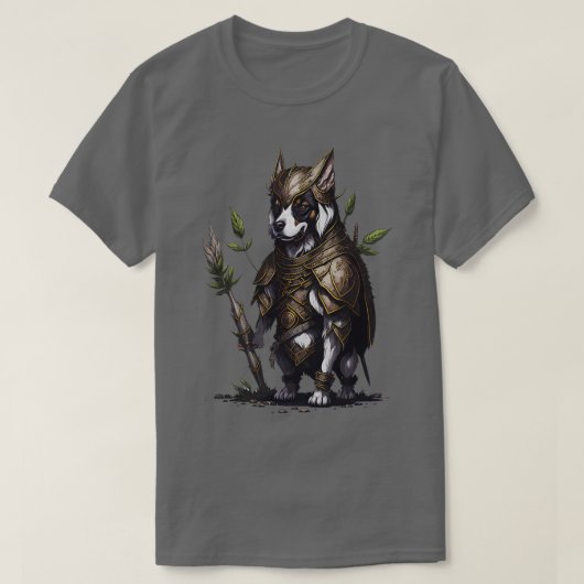 Hond met oude krijger pantser t-shirt (Design voorkant)