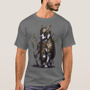 Hond met oude krijger pantser t-shirt