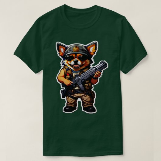 Hond met pistool 3 t-shirt (Design voorkant)