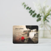 Hond met rode roos visitekaartje (Staand voorkant)