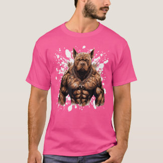 Hond met spieren pit workout gym bodybuilding t-shirt