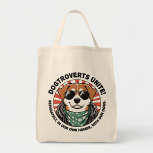 Hond met tekst Dogtroverts verenigen! Tote Bag