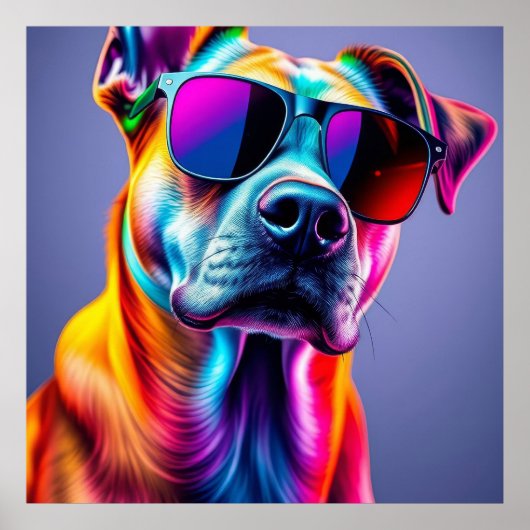 Hond met zonnebril poster (Voorkant)