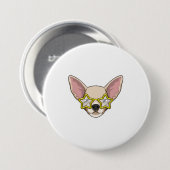 hond met zonnebril ronde button 7,6 cm (Voorkant /achterkant)