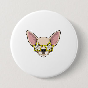hond met zonnebril ronde button 7,6 cm