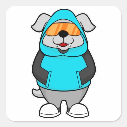 hond met zonnebril vierkante sticker (Voorkant)