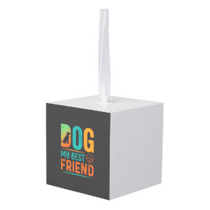 Hond Mijn Beste Vriend Retro Design Kubus Ornament