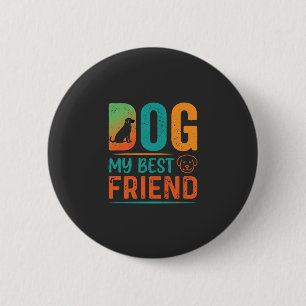 Hond Mijn Beste Vriend Retro Design Ronde Button 5,7 Cm