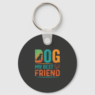 Hond Mijn Beste Vriend Retro Design Sleutelhanger