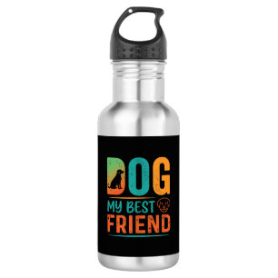 Hond Mijn Beste Vriend Retro Design Waterfles