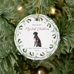 Hond Mijn eerste kerst met naam Zwarte Boxer Keramisch Ornament