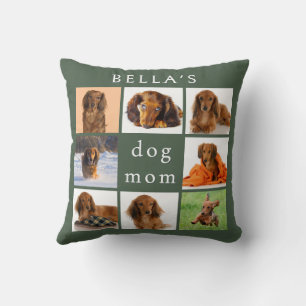 Hond Moeder 8 Foto Collage Salie Groen Persoonlijk Kussen