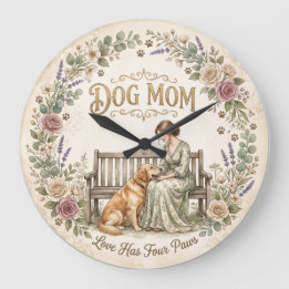 Hond Moeder Bloemen Wandklok Grote Klok