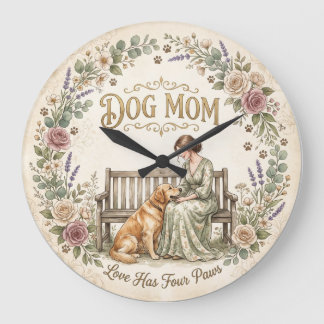 Hond Moeder Bloemen Wandklok Grote Klok