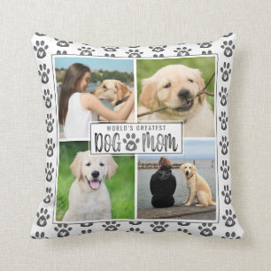 Hond Moeder Foto Collage Poot Print Hart Patroon G Kussen