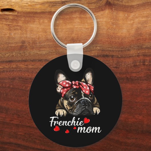 Hond Moeder Frans Bulldog Mam Liefde Moederdag Sleutelhanger (Voorkant)