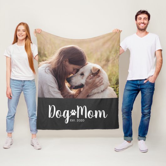 Hond Moeder Gevestigde Script Foto Fleece Deken (In situ)