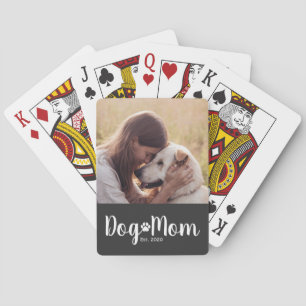 Hond Moeder Gevestigde Script Foto Pokerkaarten