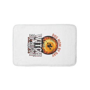 Hond Moeder Heks Bij Nacht Vintage Halloween Shirt Badmat