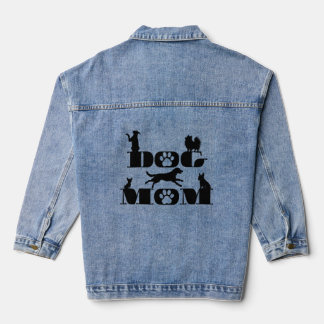 Hond Moeder Hond Silhouet Pootafdruk Schattig Huis Denim Jacket