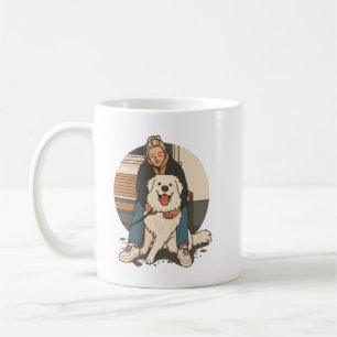 Hond Moeder Knuffelende Fluffy Puppy Cute Huisdier Koffiemok