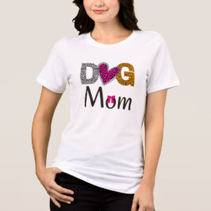 Hond Moeder Luipaard Print/Trendy Hond Liefhebber Tri-Blend Shirt