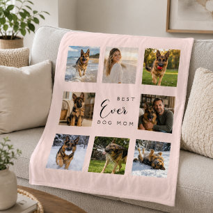 Hond Moeder Moeder blush roze fotocollage Fleece Deken