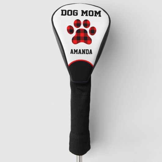 Hond Moeder Poot Print Rood, Zwart, Wit Golfheadcover (Voorkant)