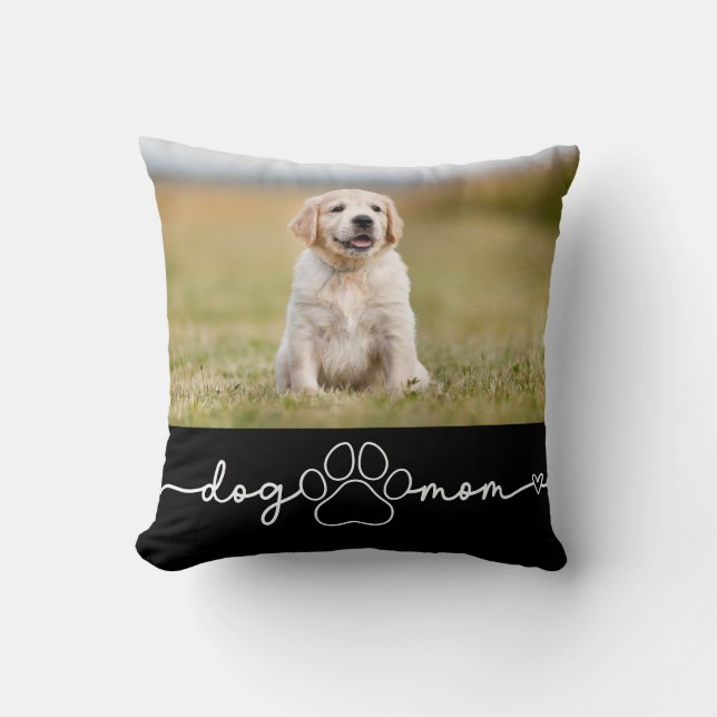 Hond Moeder Puppy Poot Script Foto  Kussen (Voorkant)