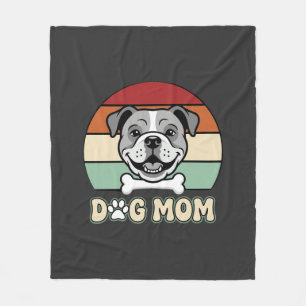 Hond Moeder Retro Bulldog Vector Fleece Deken