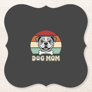 Hond Moeder Retro Bulldog Vector Kartonnen Onderzetters