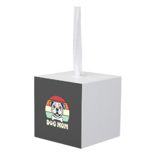 Hond Moeder Retro Bulldog Vector Kubus Ornament