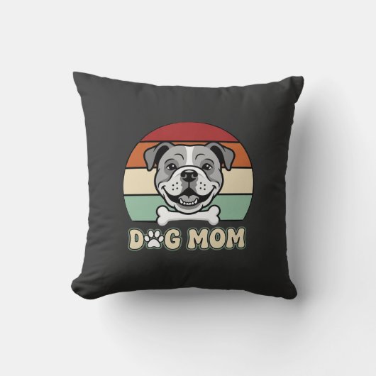 Hond Moeder Retro Bulldog Vector Kussen (Voorkant)