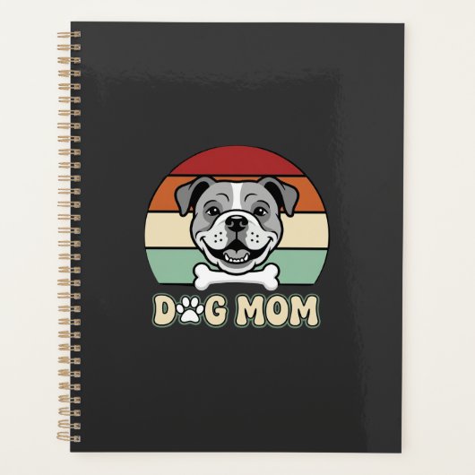 Hond Moeder Retro Bulldog Vector Planner (Voorkant)