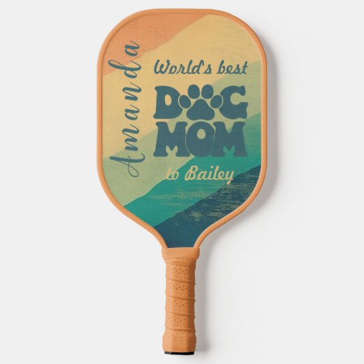 Hond Moeder Retro Groovy gepersonaliseerd Pickleball Paddle (Achterkant)